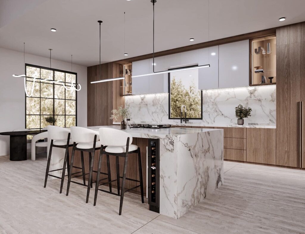 Kitchen Remodeling in Oakland 32 Gorgeous marble island highlighting Geico Builders expert interior renovation.